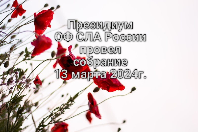 Президиум ОФ СЛА России провел собрание 13 марта 2024г.